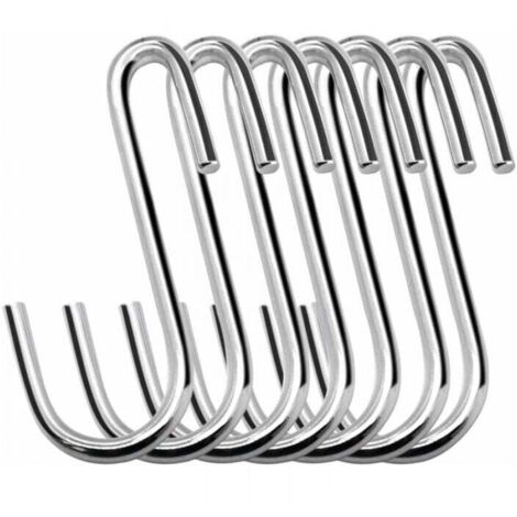 - Paquete de 20 ganchos resistentes en forma de S de 6 cm para cocina, baño, dormitorio y oficina (plateados)