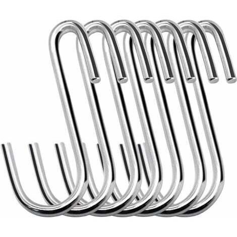 Paquete de 20 ganchos resistentes en forma de S de 6 cm para colgar en la cocina, el baño, el dormitorio y la oficina (paquete de 20, pequeños, plateados)