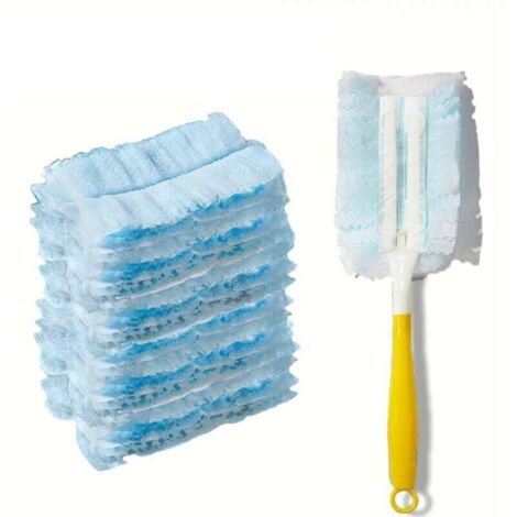 Paquete de 20 recambios desechables para plumero electrostático de alta resistencia, diseñados para adaptarse a los plumeros Swiffer. Viene con un mango amarillo.