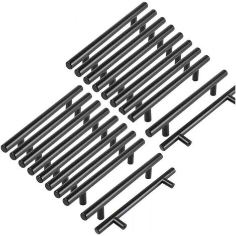 Paquete de 20 tiradores negros para armarios de cocina, 96 mm, tiradores de latón, tiradores de latón para cajones, tiradores de cocina de acero inoxidable
