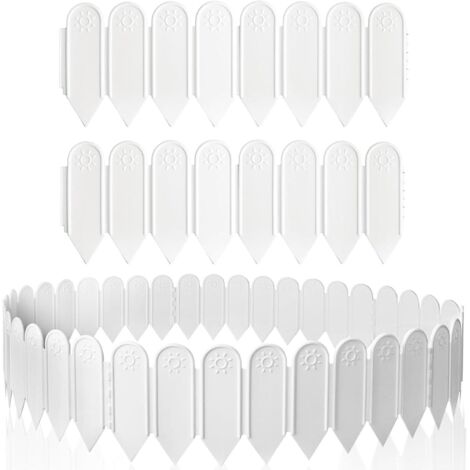 Paquete de 20 tiras de plástico para bordes de jardín, de 3 m de largo, flexibles, para jardín, macizos de flores, mini valla para caminos de jardín, 14 cm de alto.