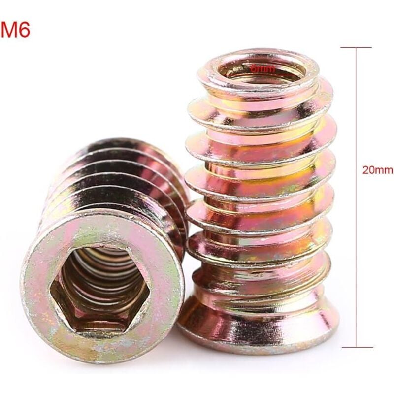 Paquete de 20 tuercas hexagonales roscadas de aleación de zinc M6, surtido de tuercas de inserción de aleación de zinc (M620 mm) - Tuerca RWHex
