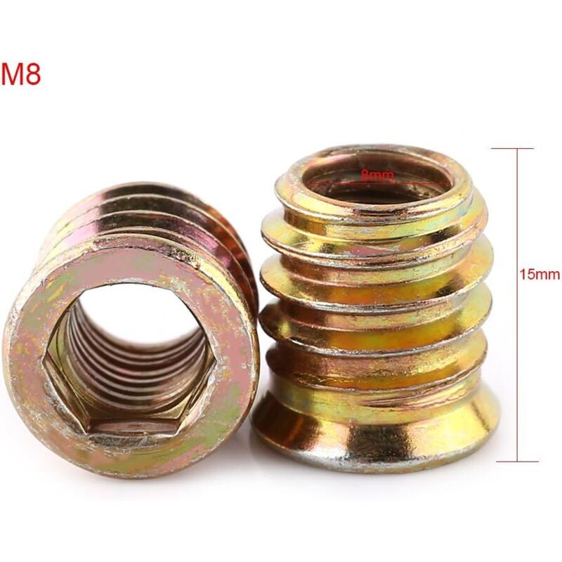 Paquete de 20 tuercas hexagonales roscadas de aleación de zinc M8, surtido de tuercas de inserción de aleación de zinc (M815 mm) - Tuerca RWHex