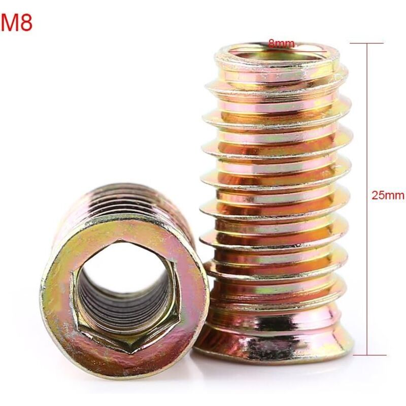Paquete de 20 tuercas hexagonales roscadas de aleación de zinc M8, surtido de tuercas de inserción de aleación de zinc (M825 mm) - Tuerca RWHex