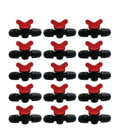 Paquete de 20 válvulas de retención de goteo a presión de PE de 16 mm: encienden o apagan el flujo de agua.