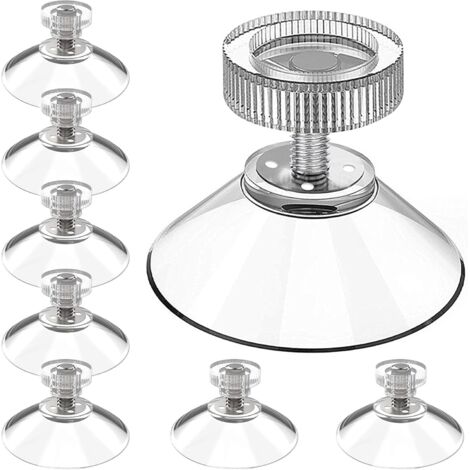 Paquete de 20 ventosas multiusos de Ø 32 mm con rosca M4x10 mm para ventanas, mesas de cristal, baños, coches y cortinas aislantes para autocaravanas, transparentes con tuercas moleteadas.