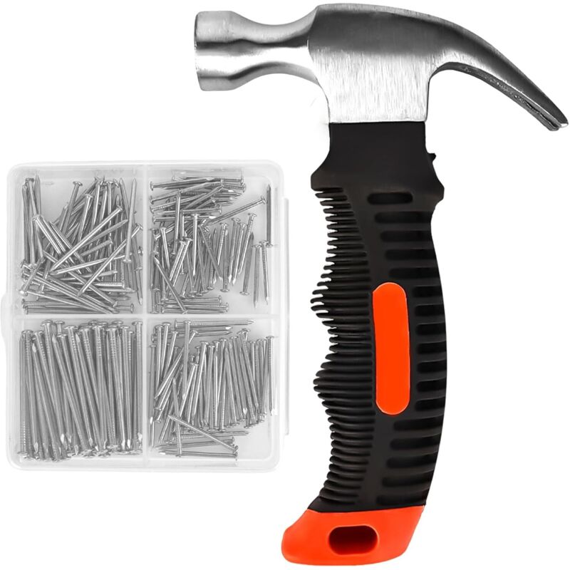 Paquete de 200 clavos de pared multifuncionales con mango antideslizante para reparaciones y proyectos de bricolaje