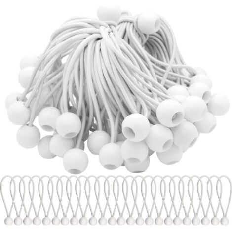 Paquete de 25 cuerdas elásticas con bolas, bolas elásticas para carpas, tiendas de campaña, pancartas y lonas