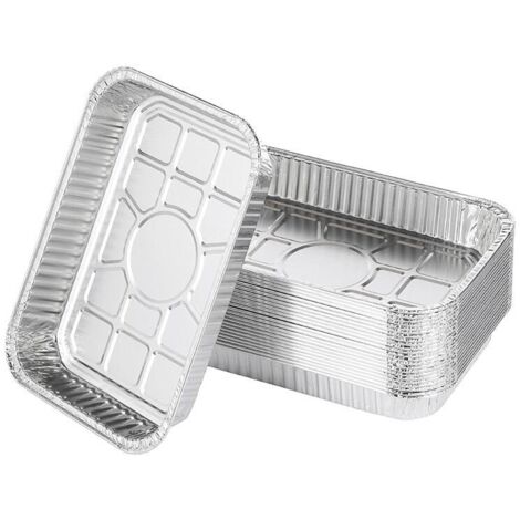Paquete de 25 pequeñas bandejas de aluminio para recoger grasa en hornos de gas, carbón y eléctricos (recolectores de grasa) 32,5 x 23 cm