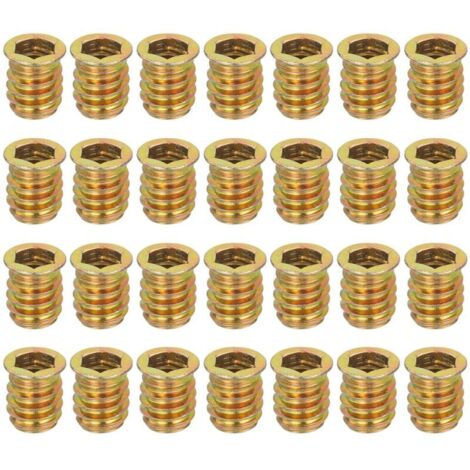 Paquete de 28 tuercas roscadas M10 x 20 mm para madera – Tornillos de acero al carbono para muebles – Tuercas de fijación