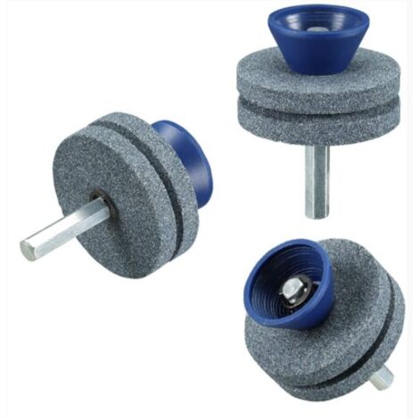 Paquete de 3 afiladores universales de cuchillas para cortacésped, para cualquier taladro eléctrico y taladro manual, afilado giratorio, amoladora de doble capa (gris)
