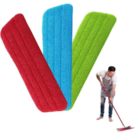 Paquete de 3 alfombrillas absorbentes de microfibra para fregona, alfombrillas de repuesto para fregona de limpieza, aptas para todas las fregonas pulverizadoras, diseño antideslizante y de secado ráp