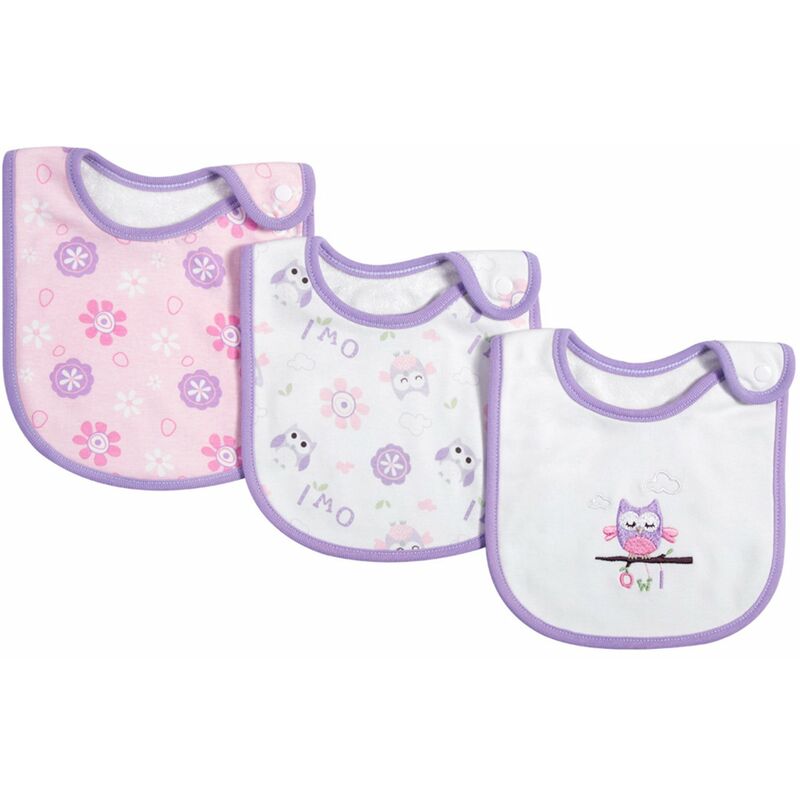 

Paquete de 3 baberos para bebe, 100% algodon organico, babero para la denticion, suave, super absorbente, con boton a presion para 0-36 meses, ninas,