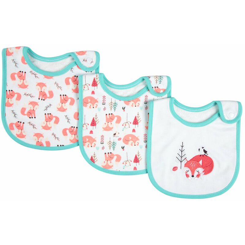 

Paquete de 3 baberos para bebe, 100% algodon organico, babero para la denticion, suave, super absorbente, con boton a presion para 0-36 meses, ninas,