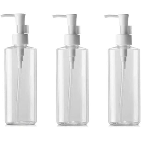 Paquete de 3 botellas vacías rellenables de plástico transparente de 100 ml para maquillaje, loción, champú, transparente, 100 ml/3,4 oz, moda