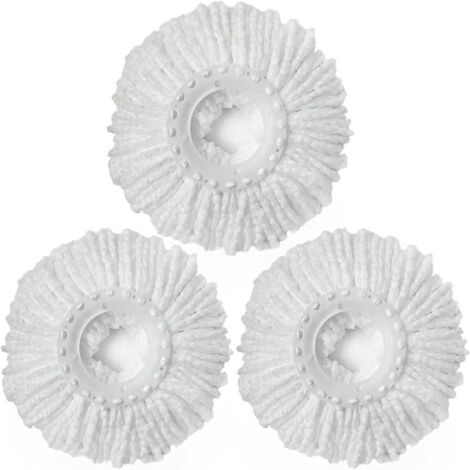 Paquete de 3 cabezales de repuesto de microfibra redondos de tamaño estándar universal con rotación de 360°, color blanco.