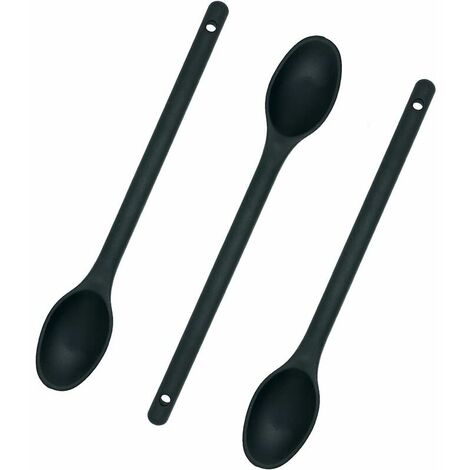 Paquete de 3 cucharas de silicona para cocinar, cuchara larga, 30 cucharas antiadherentes de silicona para revolver, aptas para cocinar, hornear, cocinar con cuchara para revolver (negro)
