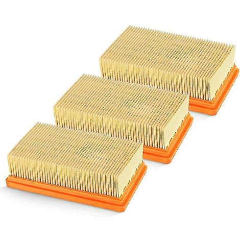 Paquete de 3 filtros plisados planos de repuesto Karcher Mv4 Mv5 Mv6 Wd4 Wd5 Wd6, Wd4p Wd5p Wd6p Wet-dry Vacuu