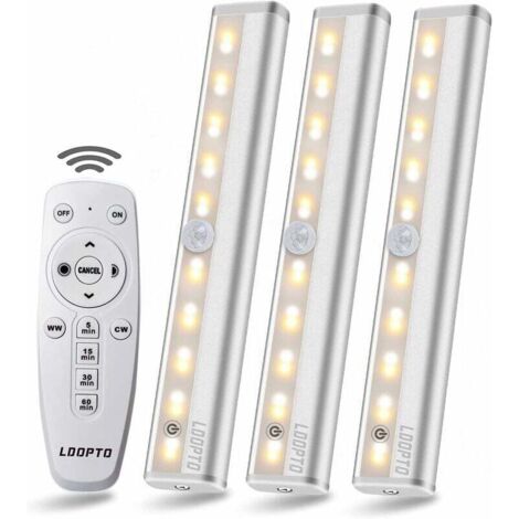 Paquete de 3 luces LED inalámbricas con control remoto. Lámparas de pared inalámbricas LED para armarios de dormitorio. Se utilizan en armarios y vitrinas. No requieren cableado.