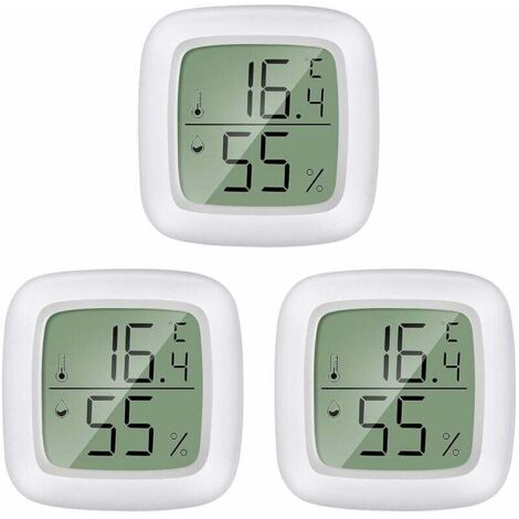 Paquete de 3 mini termómetro higrómetro digital LCD para habitación de bebé, habitación de ancianos, sala de estudio, bodega, etc.