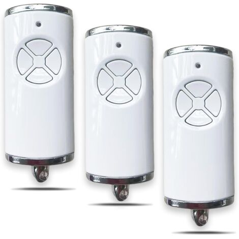 Paquete de 3 transmisores portátiles para puertas de garaje 868.3 BS MHz - Compatible con HSE-4-868-BS, HSE2-868-BS, HS4-868-BS, HS1-868-BS, HSS4-868-BS, HSP4-868-BS - Blanco