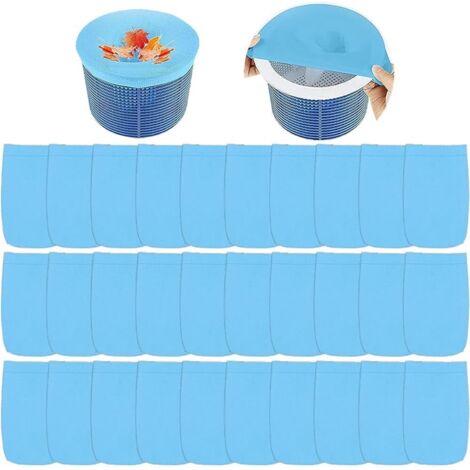 Paquete de 30 calcetines para skimmer de piscina, limpiador de red y accesorios, azul