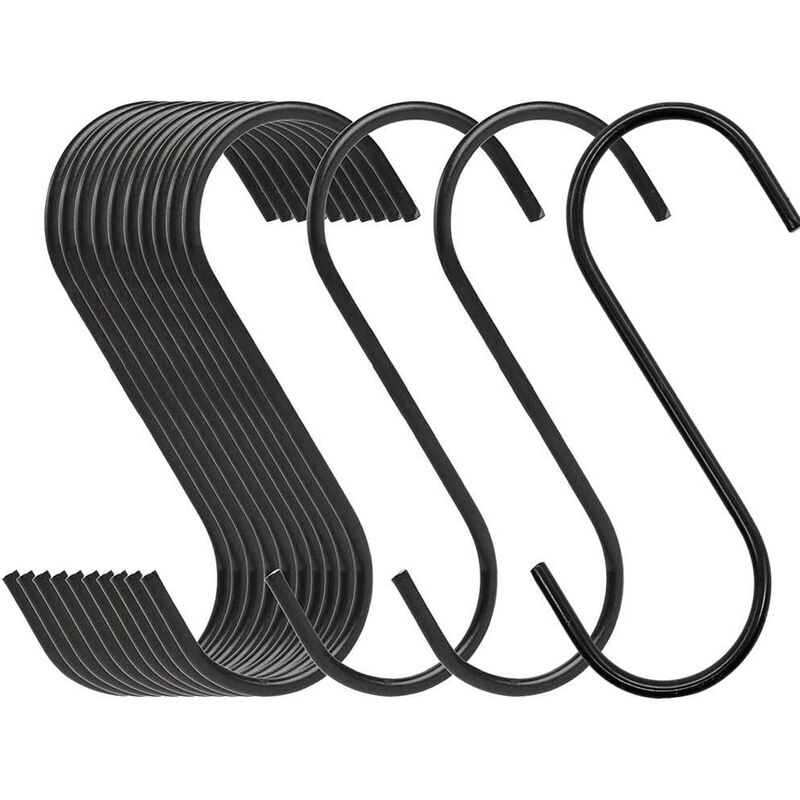

Abcrital - Paquete de 30 ganchos en forma de S de acero inoxidable, ganchos de metal para cocina, baño, dormitorio, negro