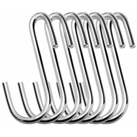 Paquete de 30 ganchos en forma de S, resistentes, de 6 cm, para cocina, baño, dormitorio y oficina (30 unidades, pequeños, plateados)