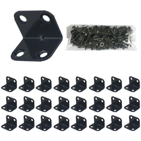 Paquete de 35 escuadras metálicas en forma de L para madera, fijaciones y reparaciones de muebles de madera de interior y exterior, vallas y ventanas (negro).