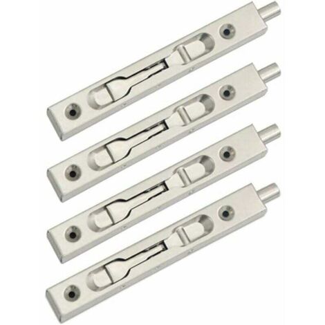 Paquete de 4 (2 pares) de pestillos deslizantes para puertas empotradas, con palanca de seguridad oculta y pestillo deslizante de acero inoxidable (15 cm de largo)