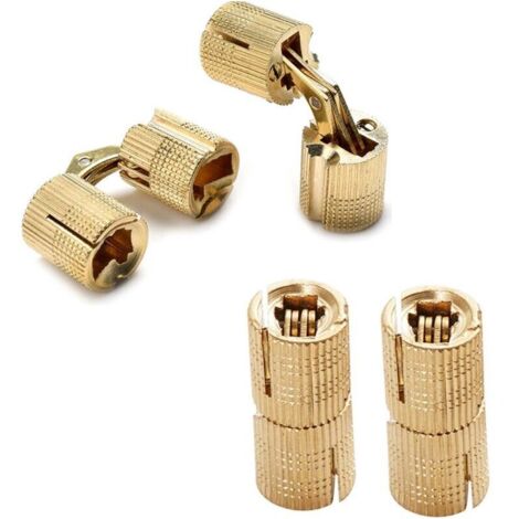 Paquete de 4 bisagras cilíndricas, bisagra invisible, bisagra de barril de latón, bisagra invisible cilíndrica, bisagras de cobre para joyero, caja de regalo (12 mm)