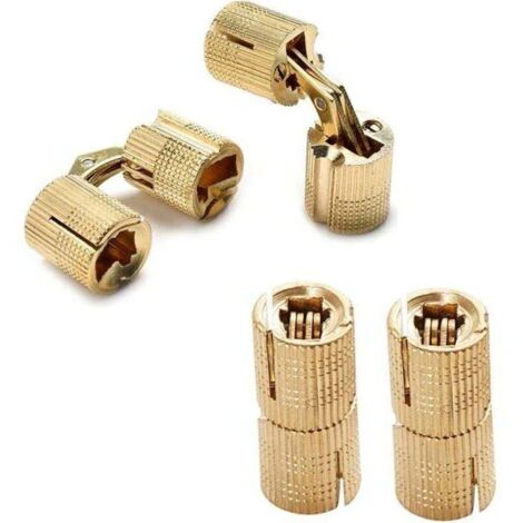 Paquete de 4 bisagras cilíndricas invisibles de latón, de cobre, para joyero o caja de regalo (12 mm)