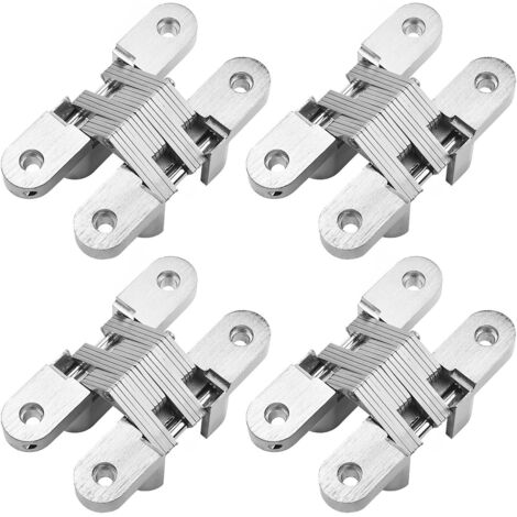Paquete de 4 bisagras cruzadas, bisagras ocultas de aleación de zinc para puertas plegables, incluidos tornillos, capacidad de carga: 40 kg