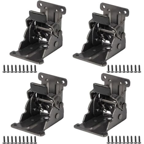 Paquete de 4 bisagras plegables autoblocantes negras para patas de mesa, bisagras plegables de 0 a 90 grados, bisagras de extensión de mesa plegable con tornillos para patas plegables, banco de trabaj
