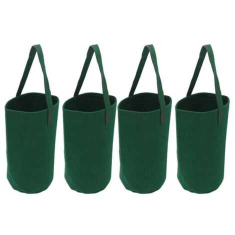 - Paquete de 4 bolsas colgantes invertidas para plantar tomates y fresas, bolsas de floristería, bolsas para plántulas, color verde