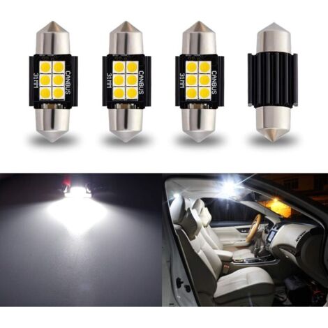 Paquete de 4 bombillas LED tipo festón DE3175 DE3021 de 9-30 V, extremadamente brillantes, sin errores, de 1,25" y 31 mm para luz interior, de techo de mapa y de matrícula, xenón blanco