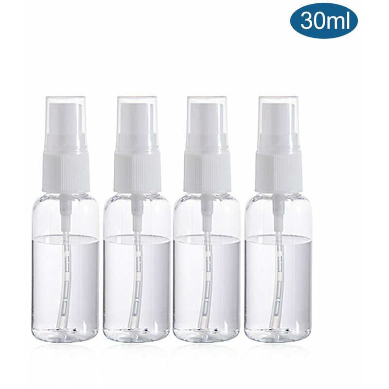 

Paquete de 4 botellas de aerosol de 30 ml, niebla fina, transparente, botellas de aerosol de plastico vacias, botella recargable, contenedor de