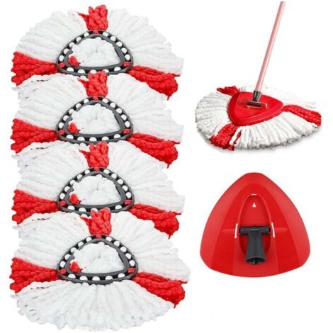 Paquete de 4 cabezales de repuesto para mopa de microfibra + 1 cabezal móvil, compatible con la mopa turbo 2 en 1 de Vileda, O-Cedar