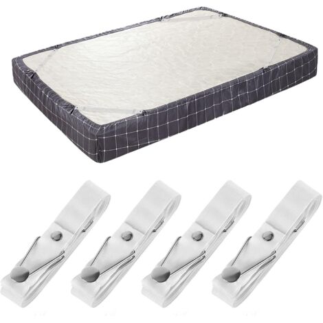 (Paquete de 4 correas cortas blancas) para sujetar sábanas, pinzas ajustables para sábanas, tirantes elásticos para sujetar sábanas, fundas de colchón y cojines de sofá