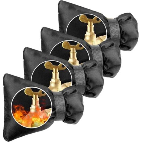 Paquete de 4 cubiertas anticongelantes para grifos, impermeables, para exteriores y jardín, para protección contra heladas invernales, 22 cm x 18 cm, color negro