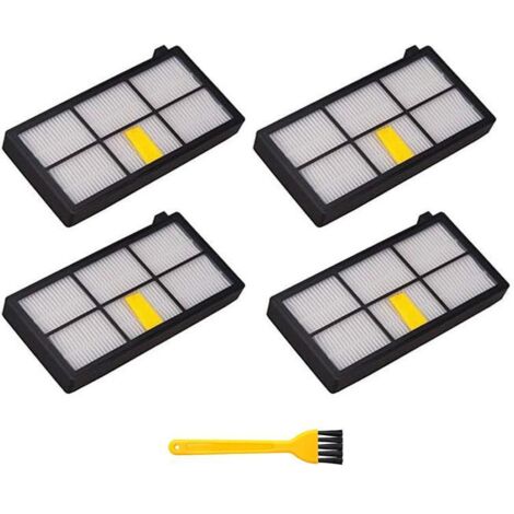 Paquete de 4 filtros con cepillo para aspiradoras robot iRobot Roomba serie 800/900
