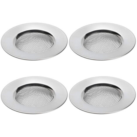 Paquete de 4 filtros de fregadero para ducha, colector de cabello para orificio de drenaje para bañera o fregadero de cocina, filtro de drenaje de fregadero de acero inoxidable. Diámetro 6,4 cm