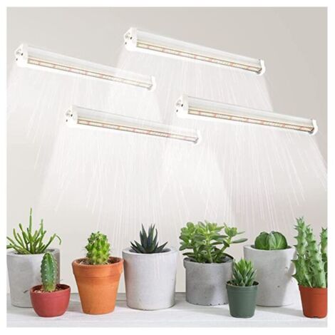 Paquete de 4 focos de cultivo T5 de 42 cm con LED de espectro completo, reflectores/diseño de margarita para plántulas y estanterías de cultivo.