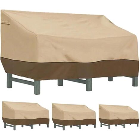 Paquete de 4 fundas para sofá de exterior, resistentes a los rayos UV, impermeables y a prueba de polvo, para balcón, patio, banco, muebles de jardín (147 x 83 x 79 cm)