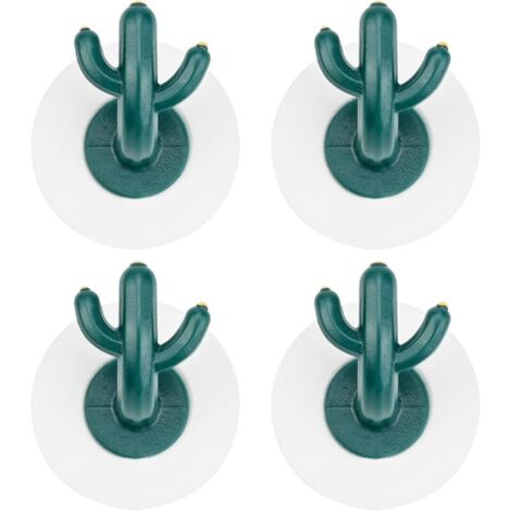 Paquete de 4 ganchos adhesivos de cactus, ganchos de plástico para toallas, ganchos adhesivos impermeables, ganchos de pared/puerta para colgar abrigos y peines.