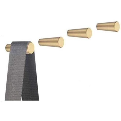 Paquete de 4 ganchos de pared de latón cepillado, 40 mm x 15 mm, dorados, para toallas de baño, albornoces y abrigos.