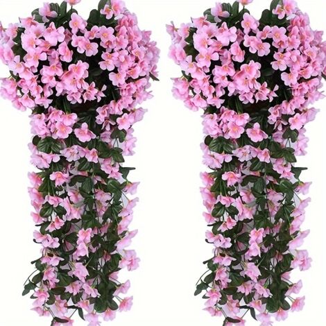 Paquete de 4 hortensias artificiales, enredaderas artificiales para pared y balcón, hortensias artificiales decorativas, color rosa