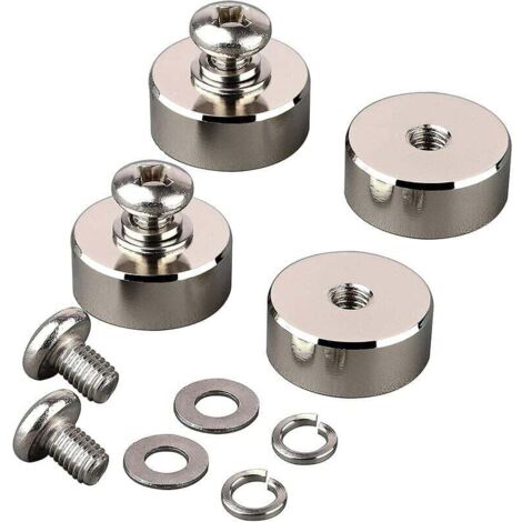 Paquete de 4 imanes redondos de neodimio de 40 kg con rosca hembra M8. Soporte magnético extraíble para iluminación, herramientas y equipos con perno.