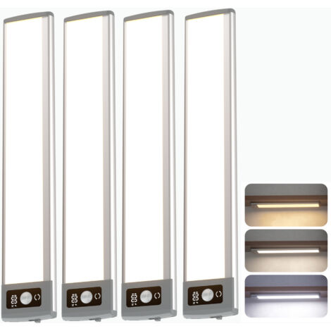 Paquete de 4 luces inalámbricas para debajo de los gabinetes con pantalla numérica y sensor de movimiento regulable para gabinetes de interior.