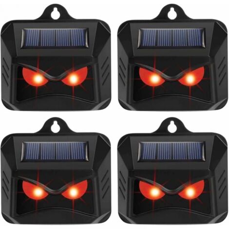 Paquete de 4 luces solares antidepredadores - Repelente de zorros para jardines - Repelente de animales - Repelente de ciervos - Repelente de gatos - Repelente de zorros